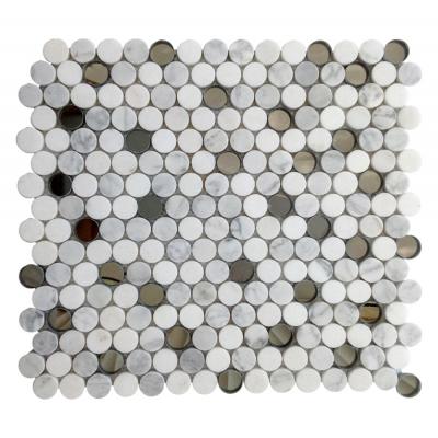 Calacatta  White Marble Penny Round Mosaic Tile