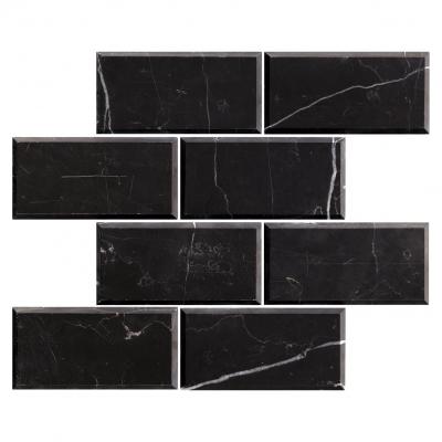 Polished black BEVELED Marble Tile Brick Mosaic for Wall and Floor